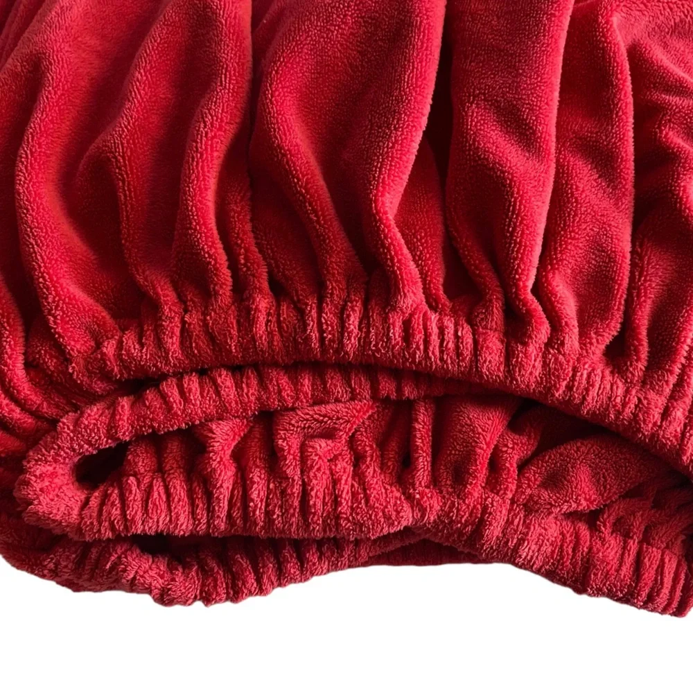 Pottery‎ Barn RED Velvet Velour sheet Plush TWIN Size Fitted